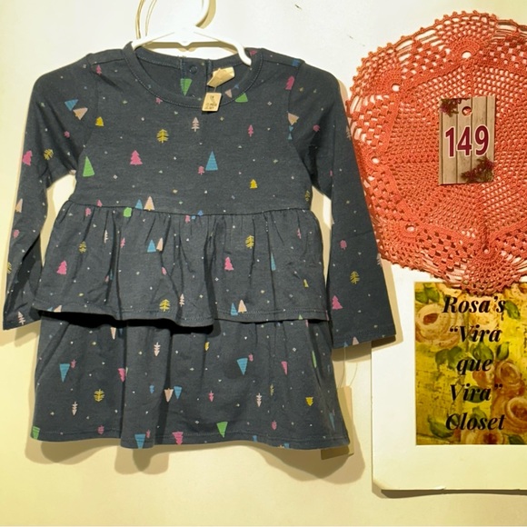 Tucker & Tate NWT Holiday Tree Ruffle Dress and Bloomers 2pc set Size 12M - Picture 2 of 13